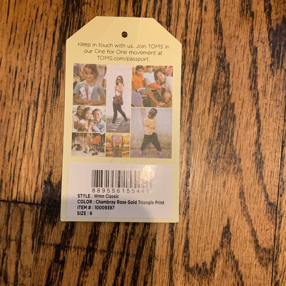 GUC TOMS Gray chambray and rose gold women’s size 6 - Picture 5 of 5